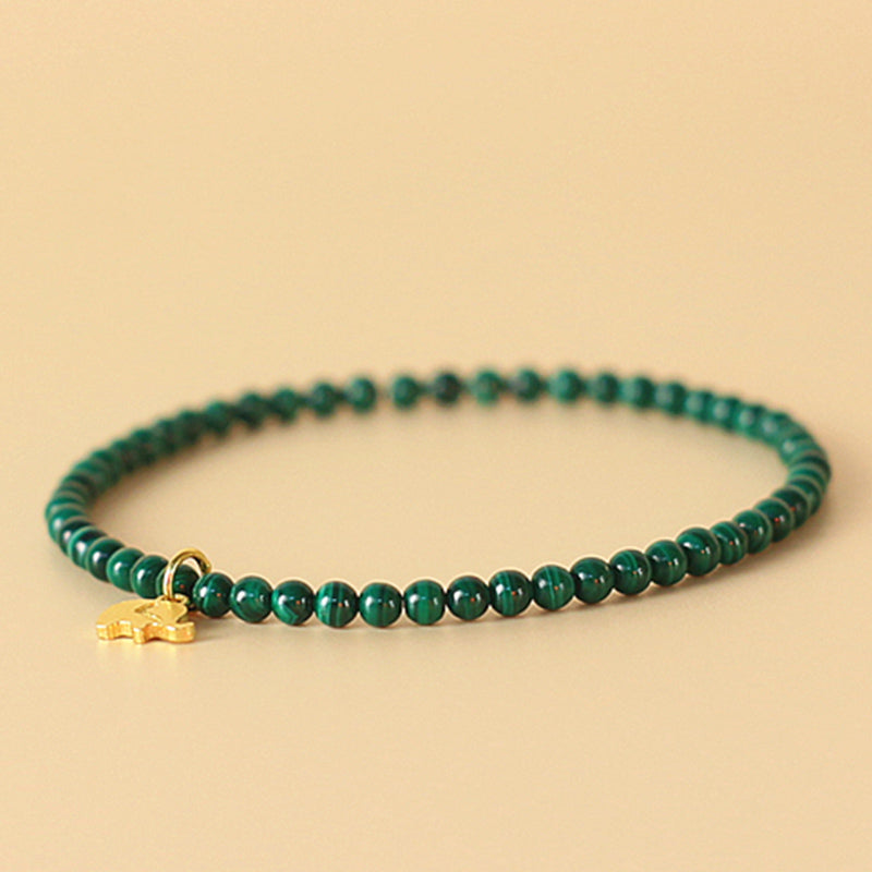 Braccialetto con ciondolo anti-ansia in malachite naturale con elefante Buddha Stones