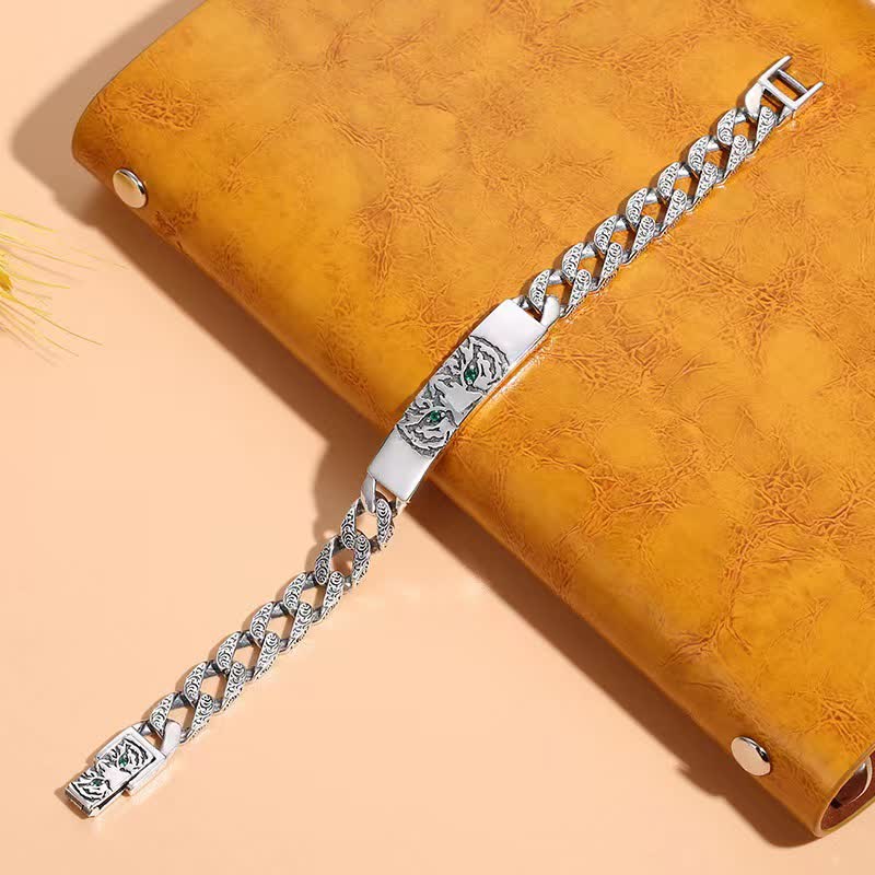 Bracciale a catena con polsino portafortuna in rame Tiger