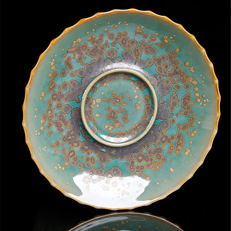 Buddha Stones Retro Glaze Kiln Change Ceramica Gaiwan Sancai Tazza da tè Kung Fu Tazza da tè e piattino con coperchio