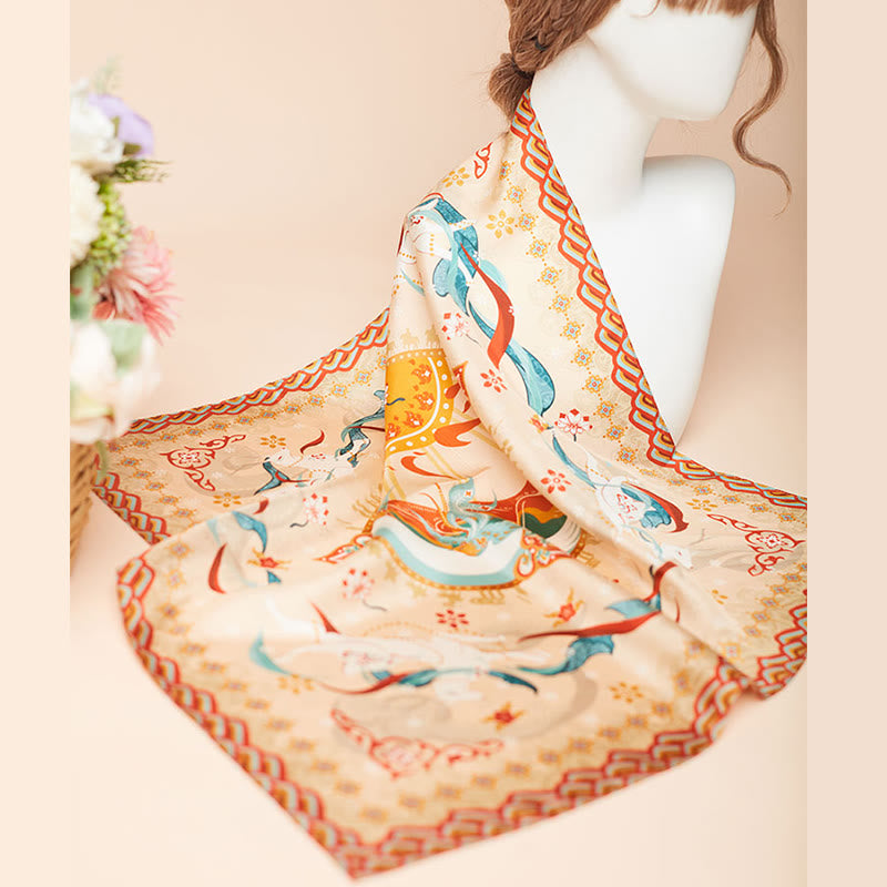 Buddha Stones Sciarpa in seta di gelso 100% di Dunhuang Riyue Mountain Scialle Dunhuang