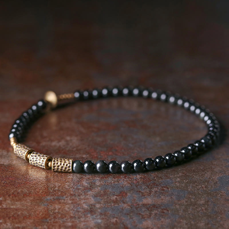 Bracciale Buddha Stones Rainbow Obsidian Copper Love Double Wrap