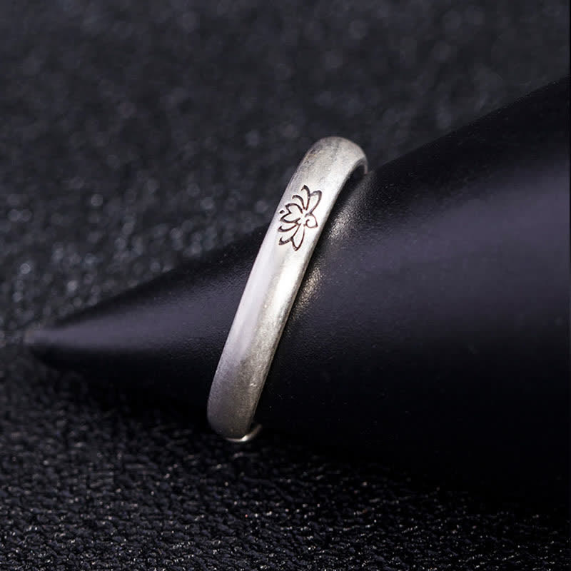 Anello Buddha Stones 925 Sterling Silver Lotus Flower Enlightenment
