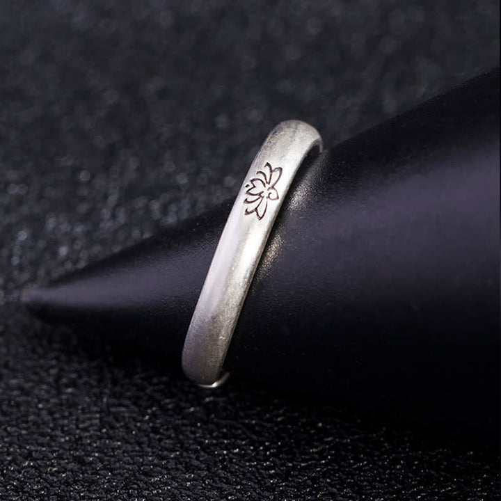 Anello Buddha Stones 925 Sterling Silver Lotus Flower Enlightenment
