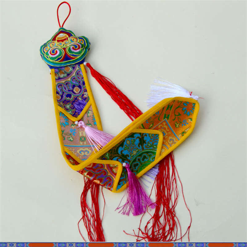 Fiore di loto Otto simboli di buon auspicio Meditazione Illuminazione Nappe colorate Arte murale