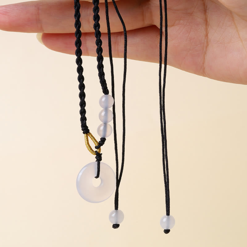 Buddha Stones Quarzo fragola Calcedonio Fibbia della pace Collana pendente curativa