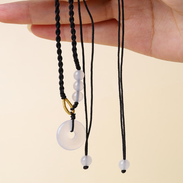 Buddha Stones Quarzo fragola Calcedonio Fibbia della pace Collana pendente curativa