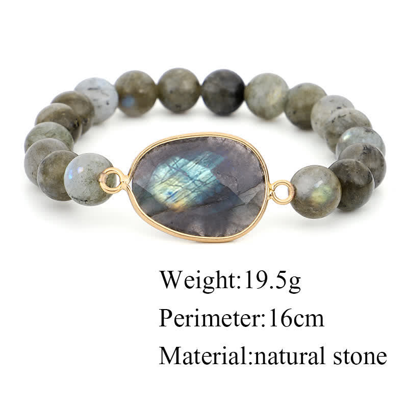Braccialetto di perline di guarigione di supporto in pietra di luna e labradorite naturale Buddha Stones