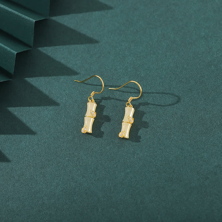 Orecchini pendenti in argento sterling 925 con giada di Hetian, crisoberillo, occhio di gatto, agata rossa, bambù e fortuna - image 3