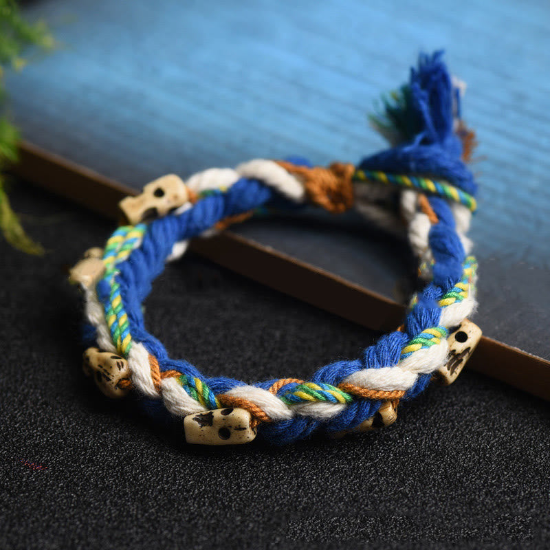 Buddha Stones Tibetano Zakiram Dea della Ricchezza Perlina Incisa Braccialetto Fatto a Mano della Fortuna