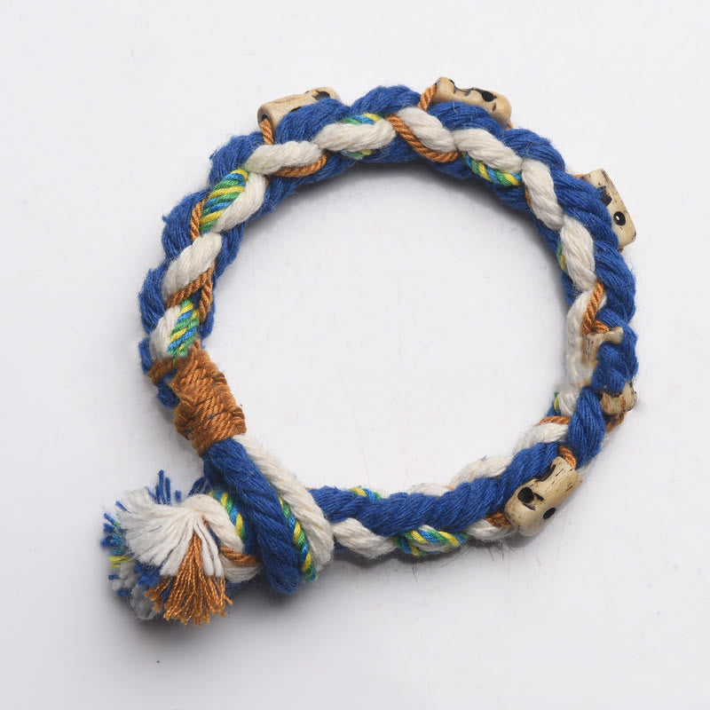 Buddha Stones Tibetano Zakiram Dea della Ricchezza Perlina Incisa Braccialetto Fatto a Mano della Fortuna