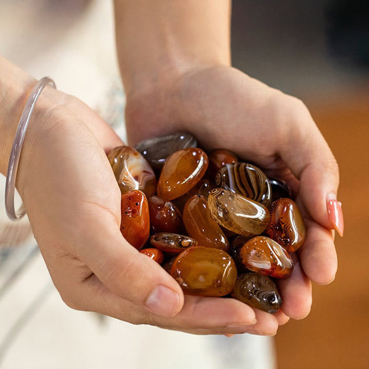 Buddha Stones Pietra sardonica casuale Portachiavi positivo