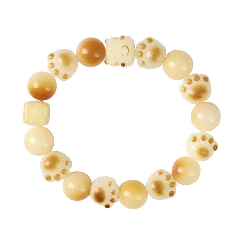 Buddha Stones Semi di Bodhi naturali Sandalo Fortunato Gatto Carino Testa Zampa Artiglio Braccialetto della Pace - image 22