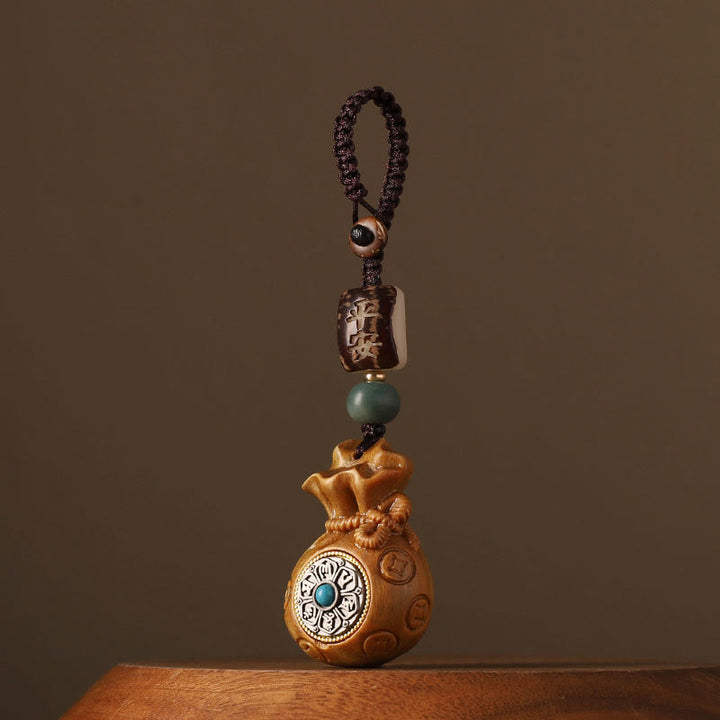 Buddha Stones Piccola foglia Sandalo rosso Sandalo verde Sacchetto di soldi Om Mani Padme Hum Protezione girevole Decorazione appesa