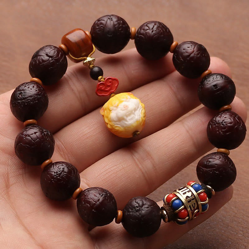 Buddha Stones Tibetano Bodhi Seme Agata Perlina Fortuna Ricchezza Nappa Ciondolo Polso Mala