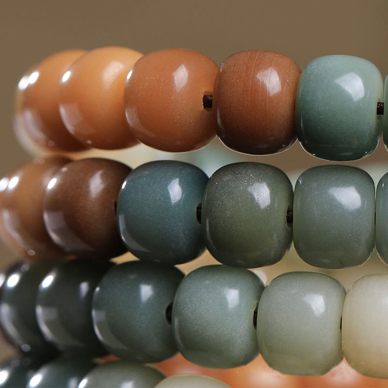 Buddha Stones 108 Mala Beads Gradient Bodhi Seed Green Tara Buddha Braccialetto inciso Peace Harmony