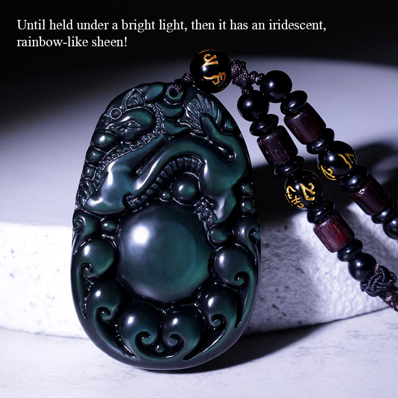 Collana Buddha Stones Tibetano Arcobaleno Positivo Ossidiana PiXiu - image 1