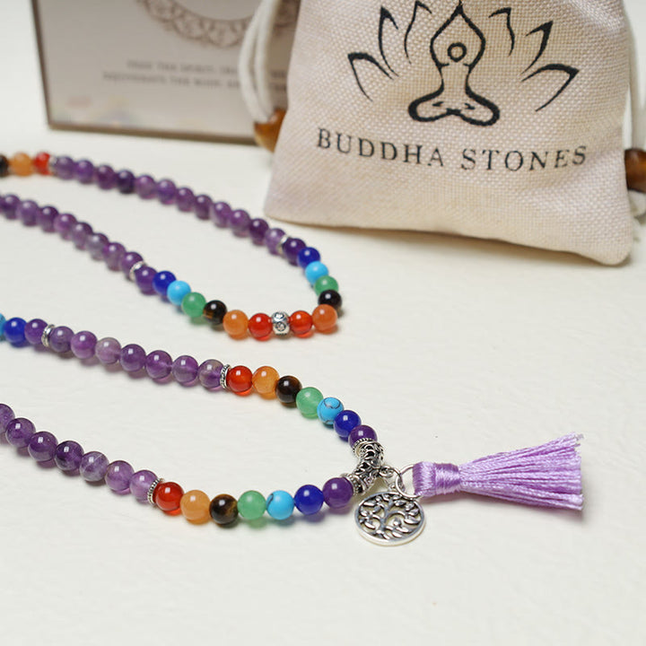 Buddha Stones, cristalli curativi, Mala, perline da preghiera, 108 bracciali multistrato per meditazione e guarigione