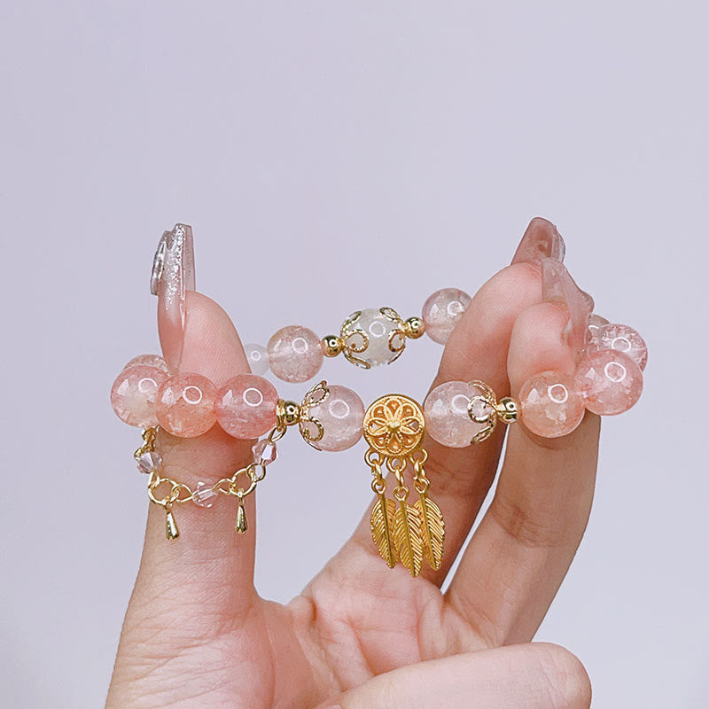 Braccialetto con ciondolo di protezione acchiappasogni in perline di vetro Buddha Stones