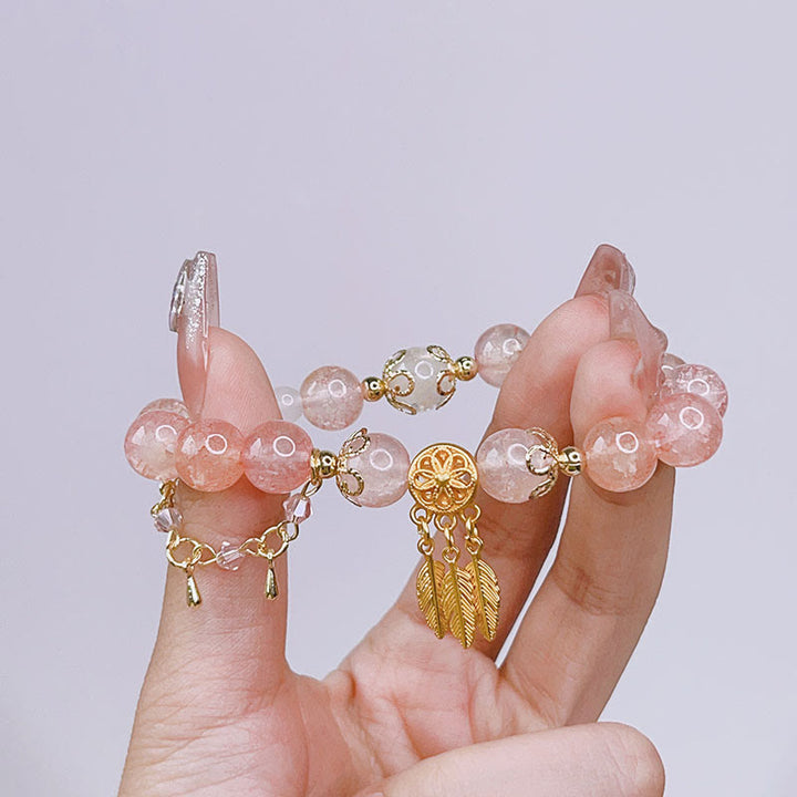 Braccialetto con ciondolo di protezione acchiappasogni in perline di vetro Buddha Stones