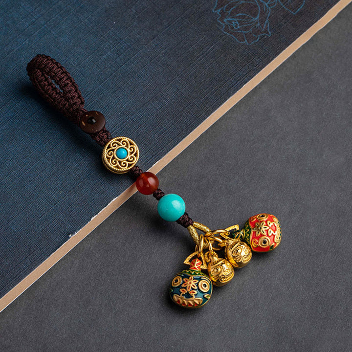 Buddha Stones Oro Ingoiare Bestia Famiglia Fortuna Portachiavi Auto Telefono Appeso Decorazione