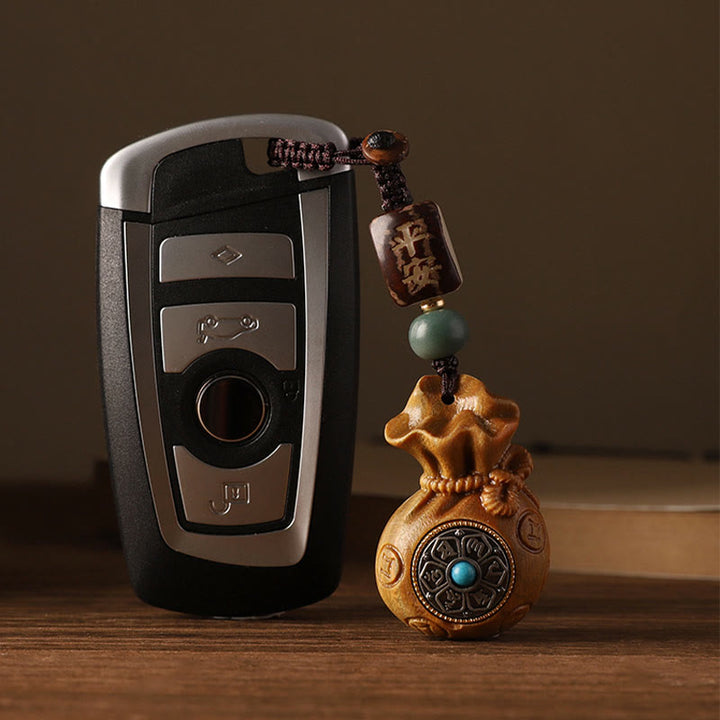 Buddha Stones Piccola foglia Sandalo rosso Sandalo verde Sacchetto di soldi Om Mani Padme Hum Protezione girevole Decorazione appesa