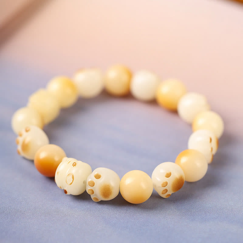 Buddha Stones Semi di Bodhi naturali Sandalo Fortunato Gatto Carino Testa Zampa Artiglio Braccialetto della Pace - image 15