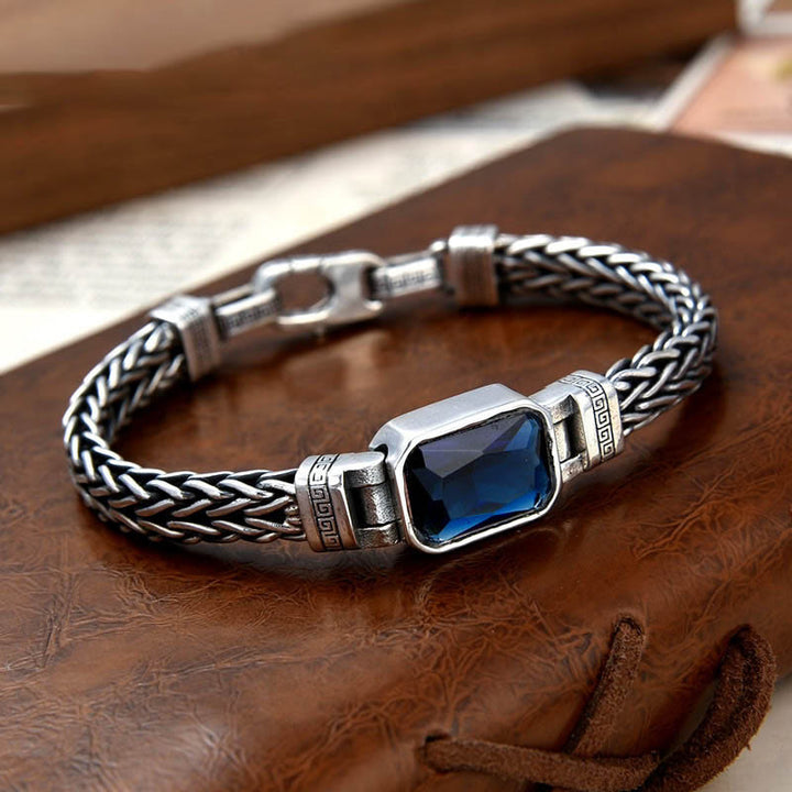 Bracciale con fibbia per la ricchezza e guarigione con chiglia di drago in acrilico blu retrò Buddha Stones