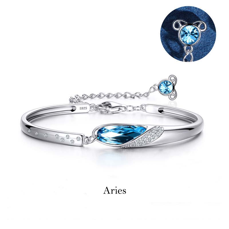 Bracciale con ciondolo Buddha Stones in rame placcato argento 925 con 12 costellazioni dello zodiaco