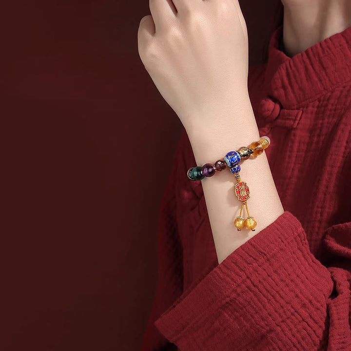 Buddha Stones Tibetano Incenso Colorato Cenere Perline di Vetro Liuli Om Mani Padme Hum Dorje Vajra 18 Perline Polso Mala