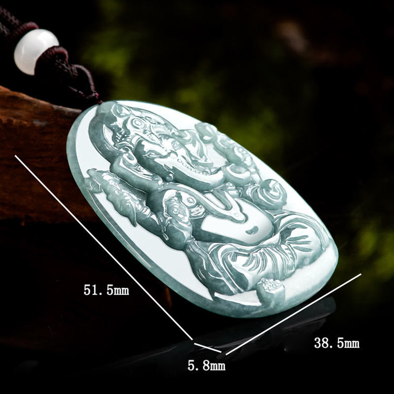 Buddha Stones Natural Jade Ganesh Ganpati Elephant Protection Amuleto Collana Pendente - image 9