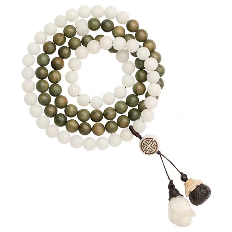 Braccialetto rilassante con semi di Bodhi in legno di sandalo verde naturale Buddha Stones