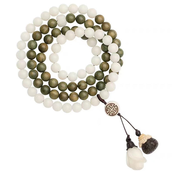 Braccialetto rilassante con semi di Bodhi in legno di sandalo verde naturale Buddha Stones