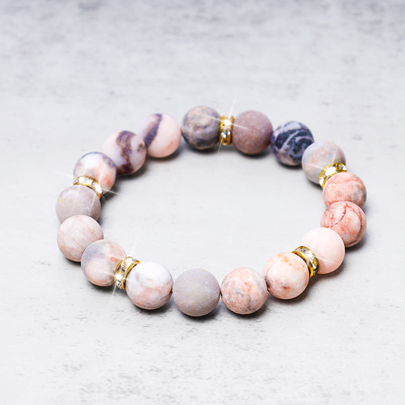 Braccialetto di perline di diaspro zebrato con cristalli curativi per ansia e stress Buddha Stones