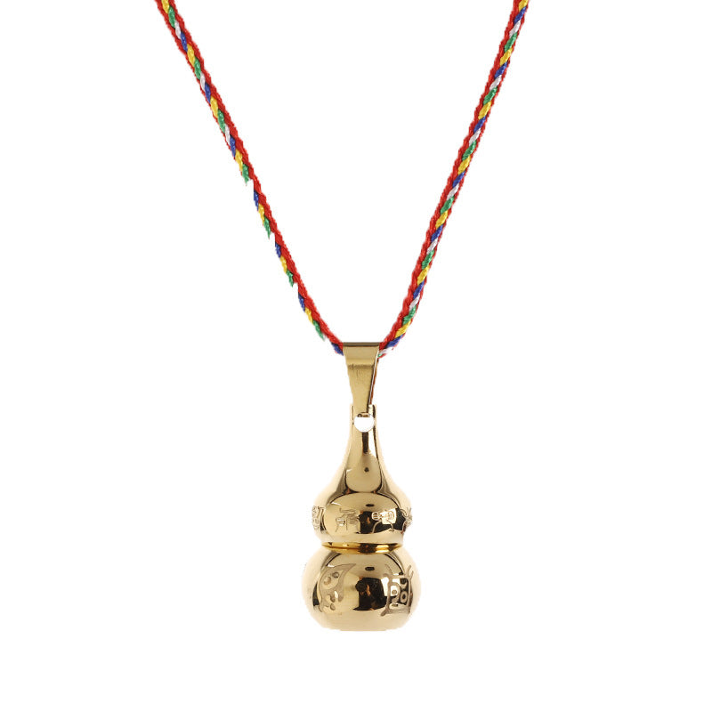 Buddha Stones Simbolo Yin Yang Tibetano Zucca Armonia Collana Pendente in Acciaio al Titanio - image 4