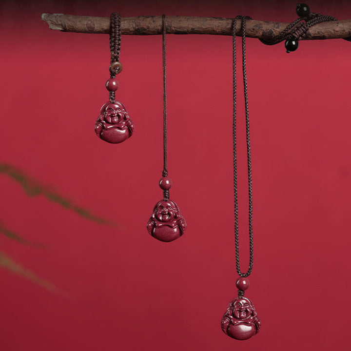 Buddha Stones Buddha che ride Cinabro Benedizione Collana Ciondolo Telefono Appeso Decorazione Portachiavi - image 1