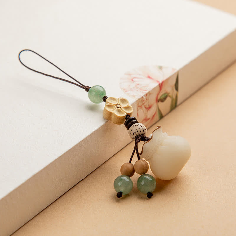 Buddha Stones Seme di Bodhi naturale Sacchetto di soldi Fiore Benedizione Prosperità Portachiavi