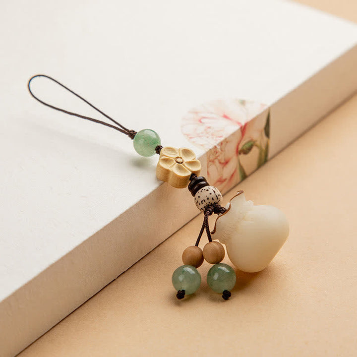 Buddha Stones Seme di Bodhi naturale Sacchetto di soldi Fiore Benedizione Prosperità Portachiavi