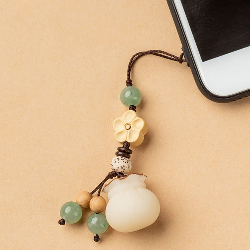 Buddha Stones Seme di Bodhi naturale Sacchetto di soldi Fiore Benedizione Prosperità Portachiavi