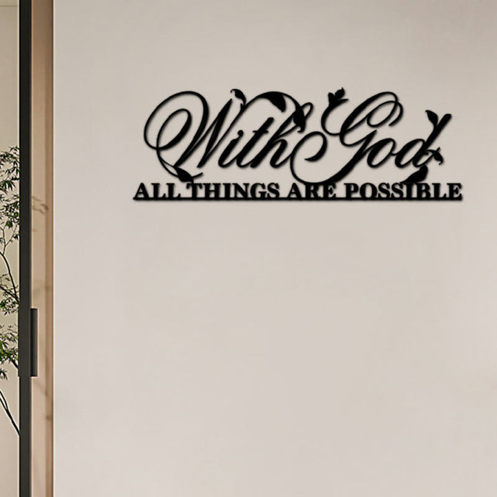 Con Dio tutte le cose sono possibili cartello in metallo da parete