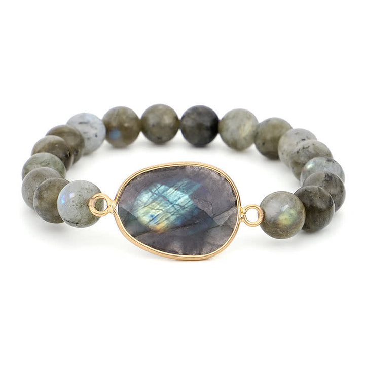 Braccialetto di perline di guarigione di supporto in pietra di luna e labradorite naturale Buddha Stones