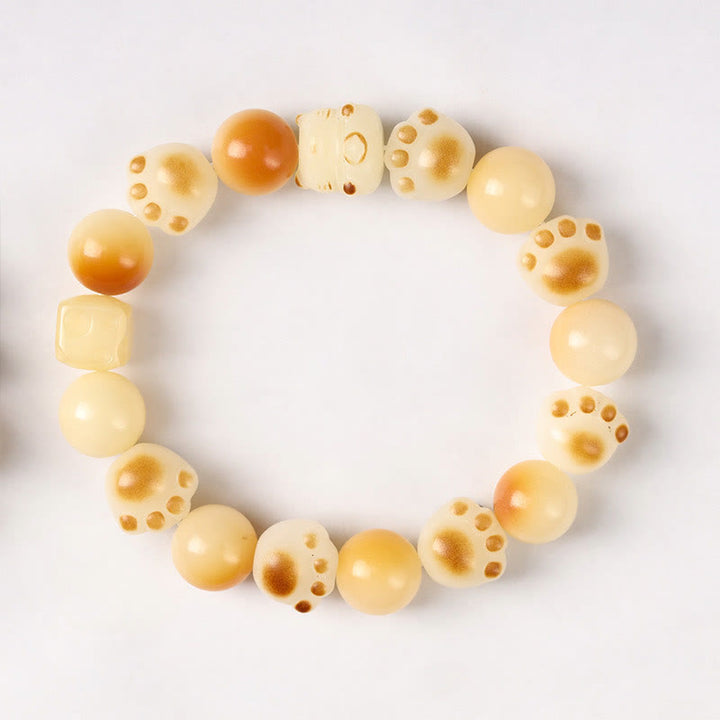 Buddha Stones Semi di Bodhi naturali Sandalo Fortunato Gatto Carino Testa Zampa Artiglio Braccialetto della Pace - Bodhi Seed Cat Paw (circonferenza del polso 14-17 cm) - image 13