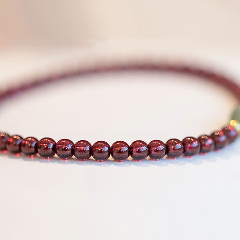 Braccialetto con ciondolo curativo in pietra naturale di quarzo Buddha Stones , granato, giada, fortuna e carattere Fu