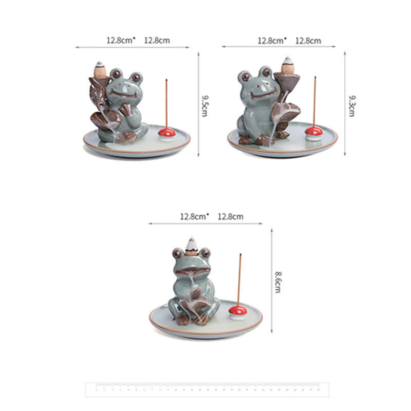 Bruciatore di incenso curativo in ceramica a forma di rana da meditazione