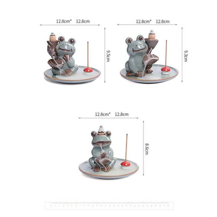 Bruciatore di incenso curativo in ceramica a forma di rana da meditazione