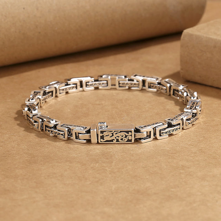 Braccialetto di rame inciso Buddha Stones, drago Om Mani Padme Hum, fortuna e successo