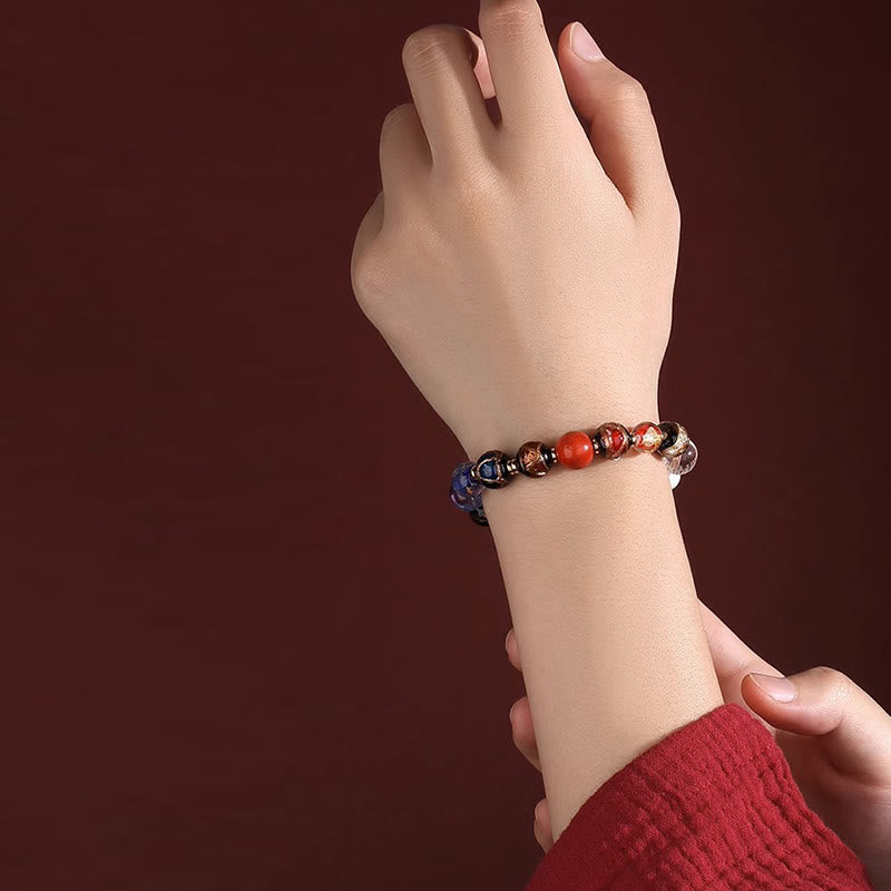 Buddha Stones Tibetano Incenso Colorato Cenere Perline di Vetro Liuli Om Mani Padme Hum Dorje Vajra 18 Perline Polso Mala