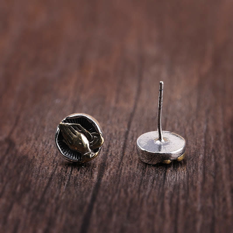 Orecchini a bottone Buddha Stones in argento sterling 925 Namaste Equality