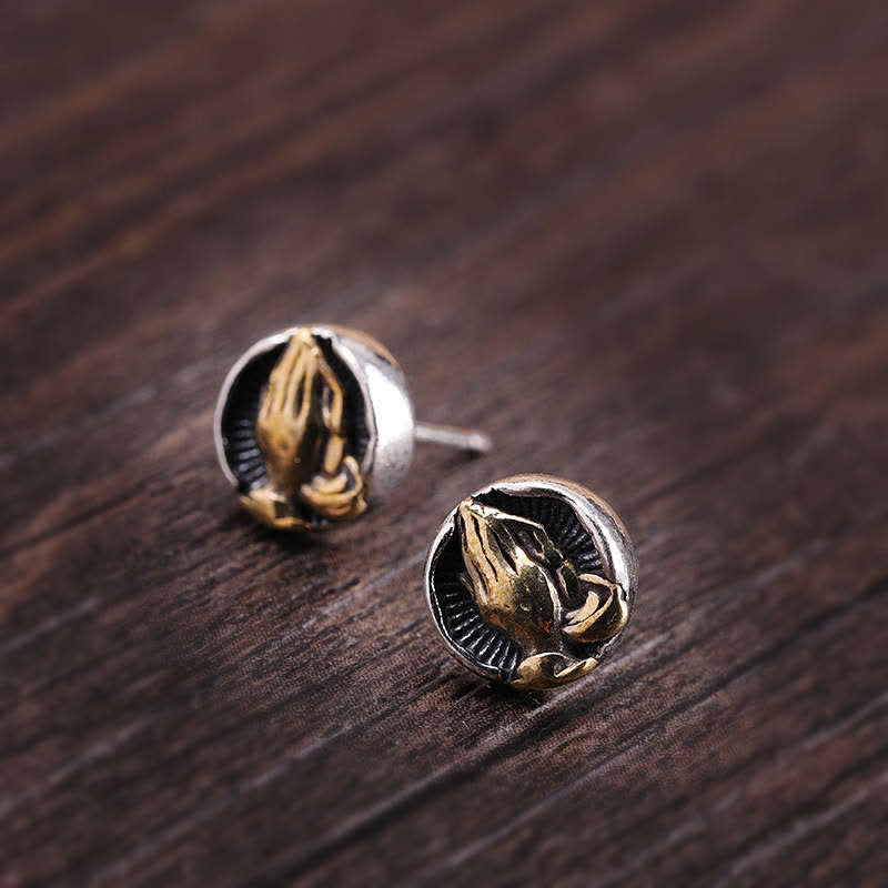 Orecchini a bottone Buddha Stones in argento sterling 925 Namaste Equality