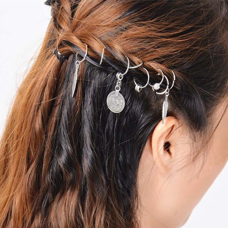 Buddha Stones Foglia antica Monete Perline Fermaglio per capelli Decorazione