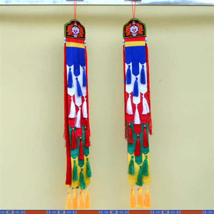 Fiore di loto Otto simboli di buon auspicio Meditazione Illuminazione Nappe colorate Arte murale